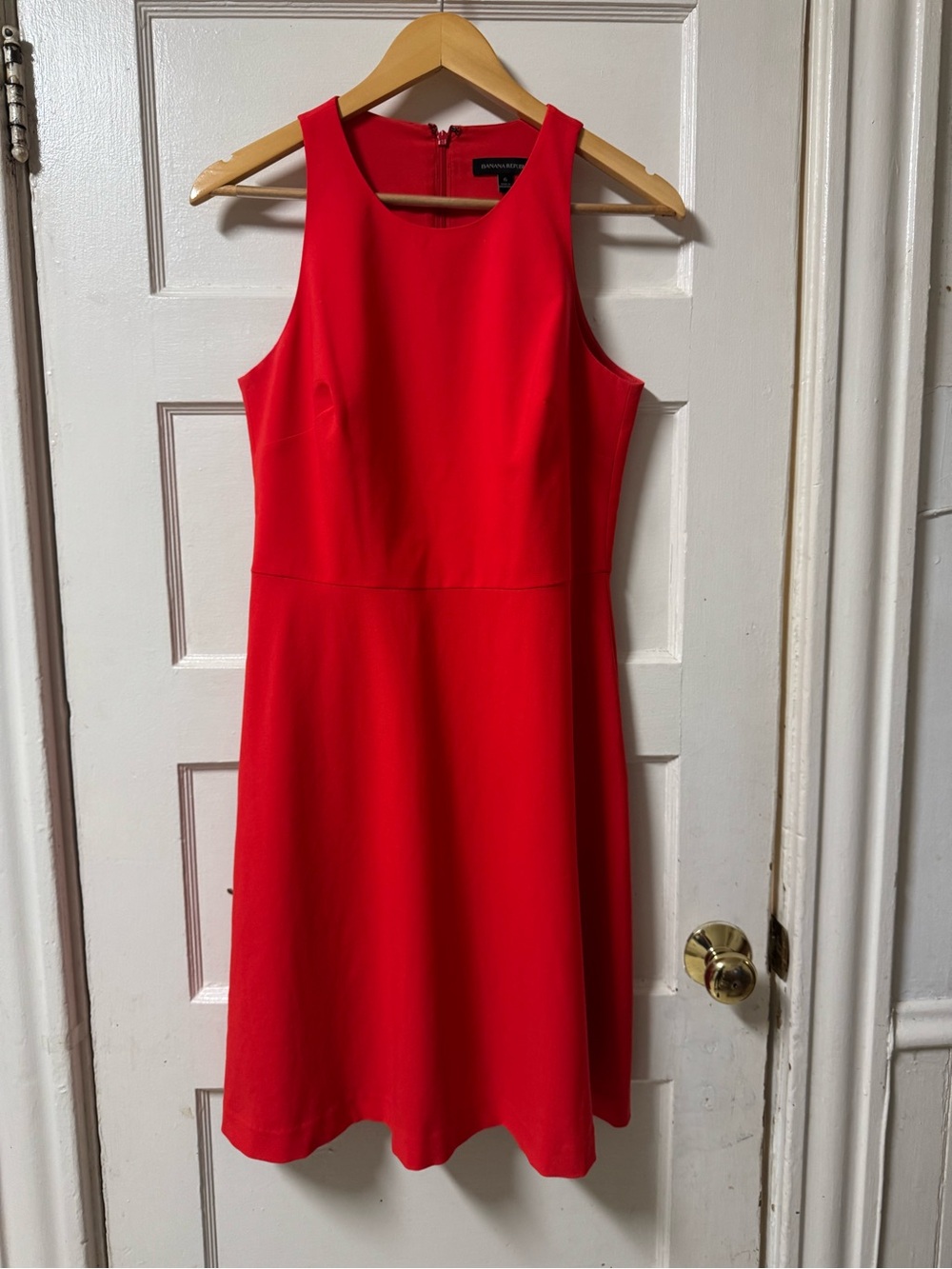 Banana Republic Bright Red Orange Sleeveless Dress Wool Blend size 6